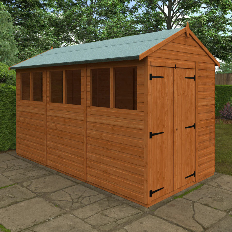 Woodlands Flex Double Door Apex Garden Shed With Windows - 12ft x 6ft