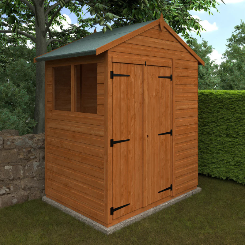 Woodlands Flex Double Door Apex Garden Shed With Windows - 4ft x 6ft