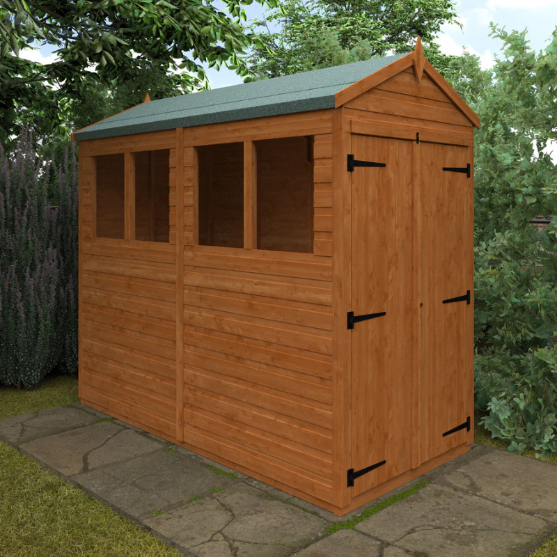 Woodlands Flex Double Door Apex Garden Shed With Windows - 8ft x 4ft