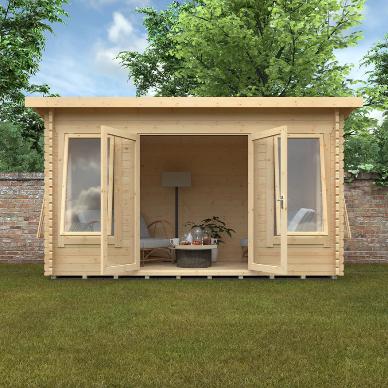 Woodlands The Hatfield Pent Log Cabin - 44mm - 14 x 8w