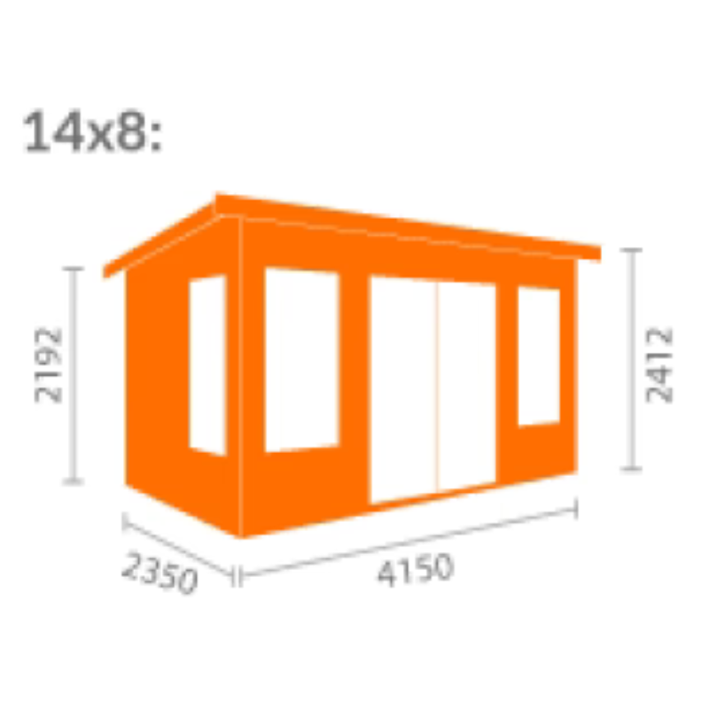 Woodlands The Hatfield Pent Log Cabin - 44mm - 14 x 8w