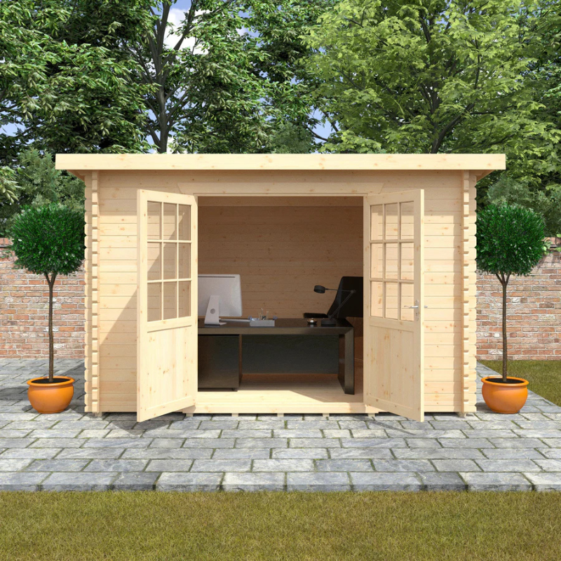 Woodlands The Kingsley Pent Log Cabin - 14ft x 10ft (28/44mm)