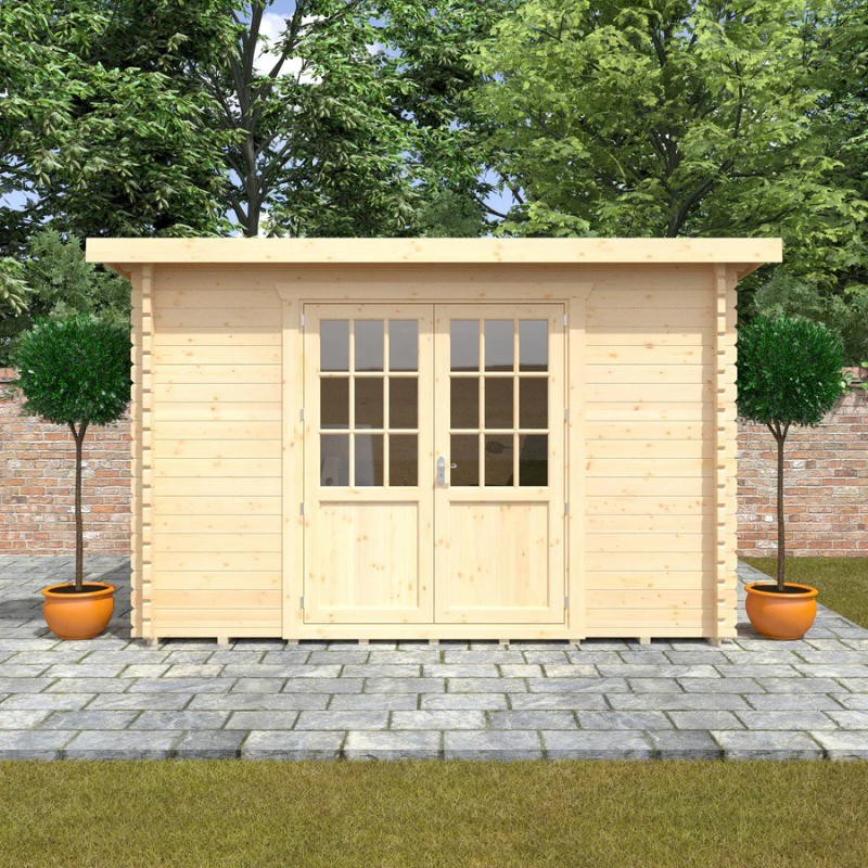 Woodlands The Kingsley Pent Log Cabin - 14ft x 10ft (28/44mm)