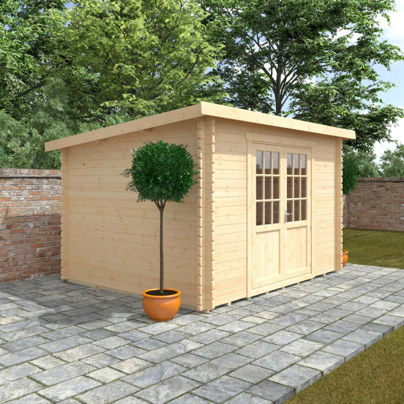 Woodlands The Kingsley Pent Log Cabin - 14ft x 10ft (28/44mm)