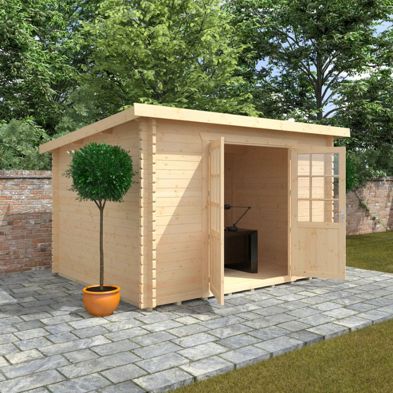 Woodlands The Kingsley Pent Log Cabin - 14ft x 10ft (28/44mm)