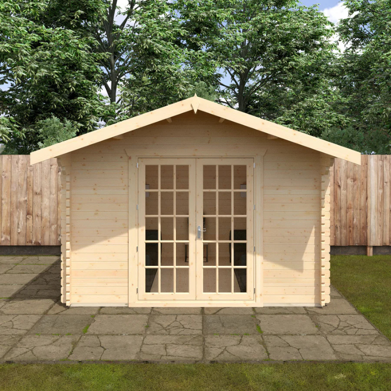 Woodlands The Lotherton Apex Log Cabin - 8ft x 8ft (28/44mm)