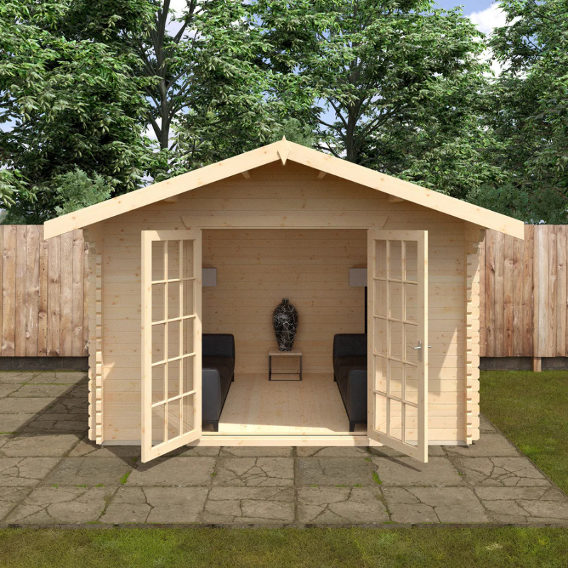 Woodlands The Lotherton Apex Log Cabin - 8ft x 8ft (28/44mm)