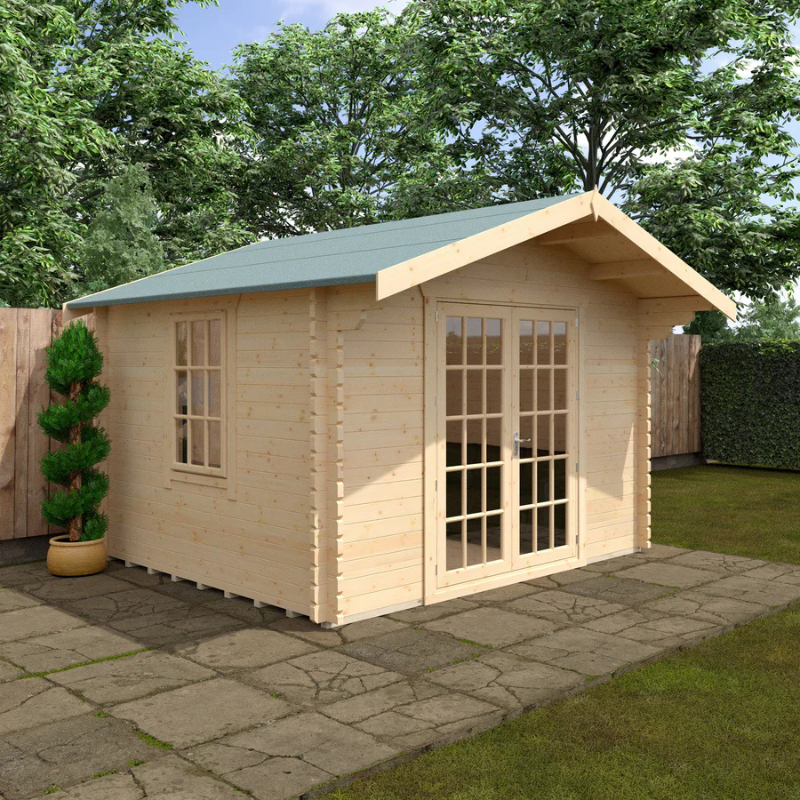 Woodlands The Lotherton Apex Log Cabin - 8ft x 8ft (28/44mm)