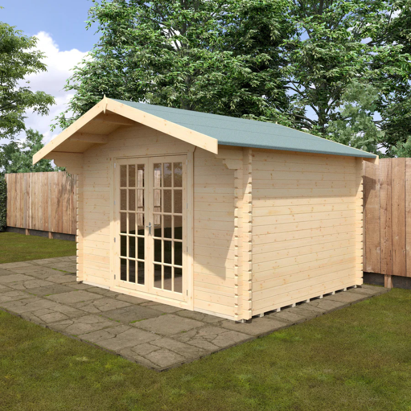 Woodlands The Lotherton Apex Log Cabin - 8ft x 8ft (28/44mm)