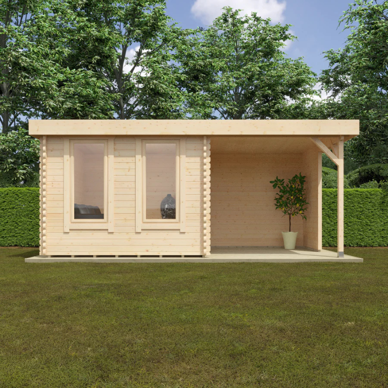 Woodlands The Lulworth Pent Log Cabin - 16ft x 10ft (44mm)