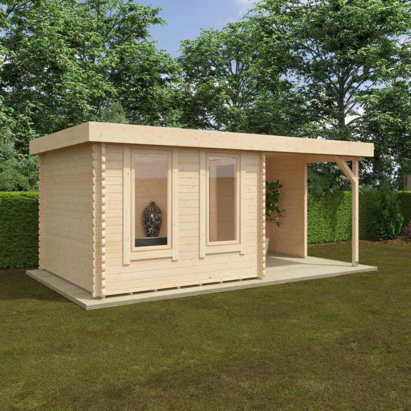 Woodlands The Lulworth Pent Log Cabin - 16ft x 10ft (44mm)