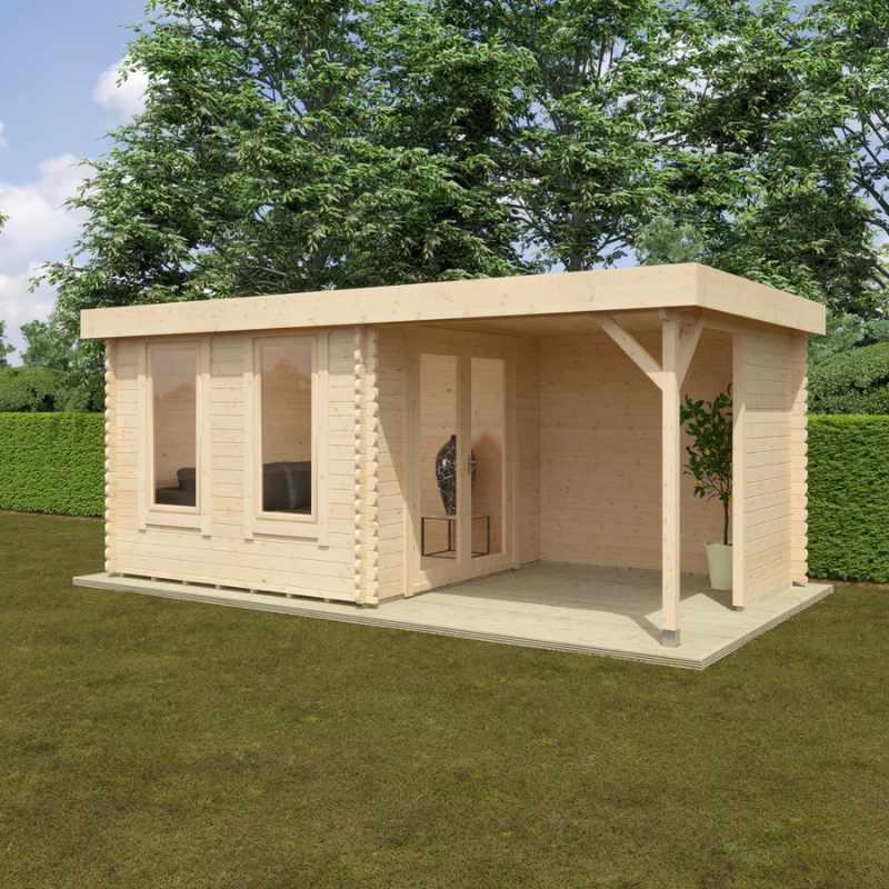 Woodlands The Lulworth Pent Log Cabin - 16ft x 10ft (44mm)