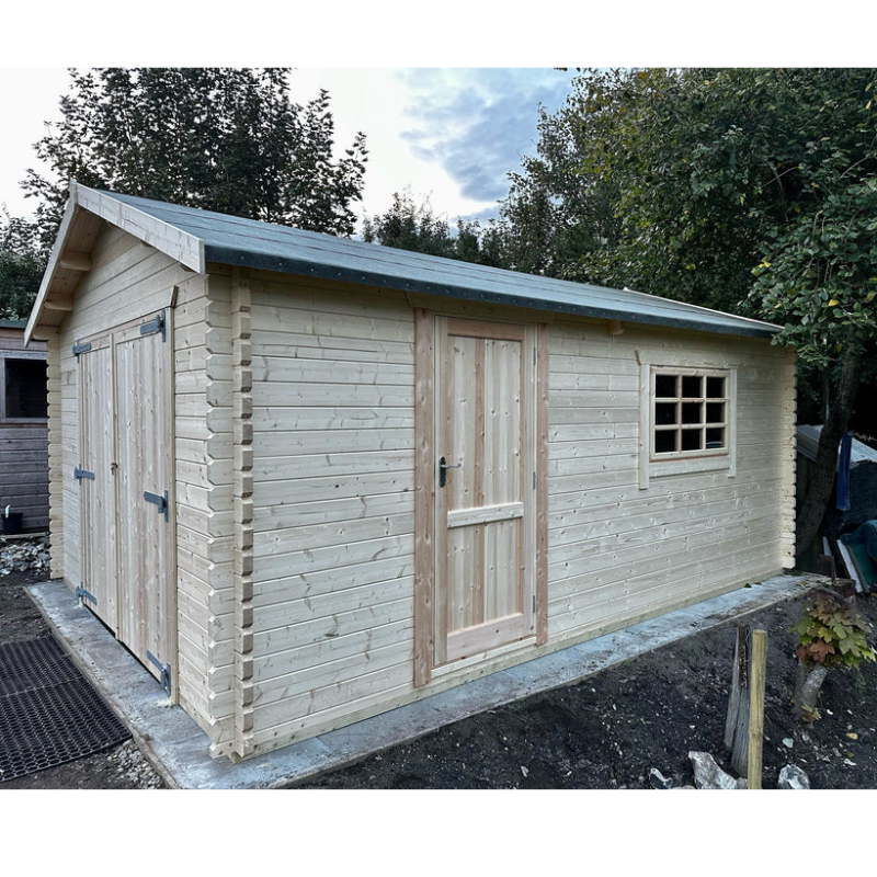 Woodlands The Warwick Apex Garage Log Cabin - 20ft x 10ft (44mm)