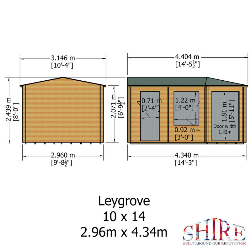 Shire Leygrove Log Cabin - 10 x 14