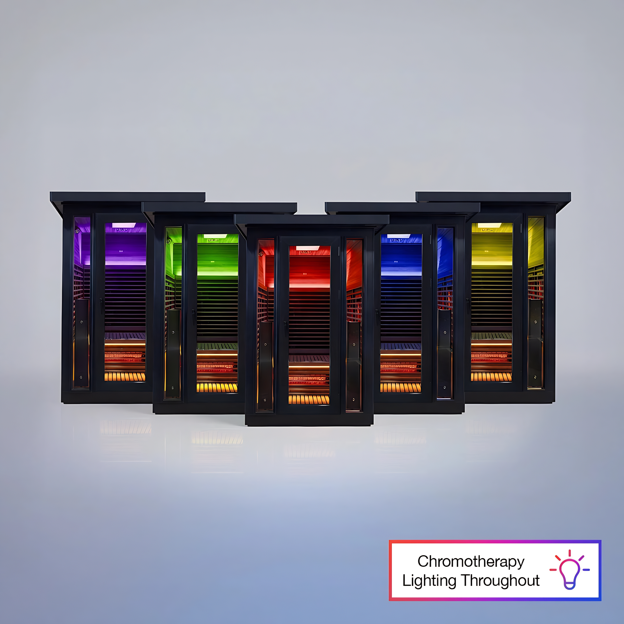 Polar Recovery Eclipse 2 person outdoor infrared sauna, chromotherapy lighting colour options