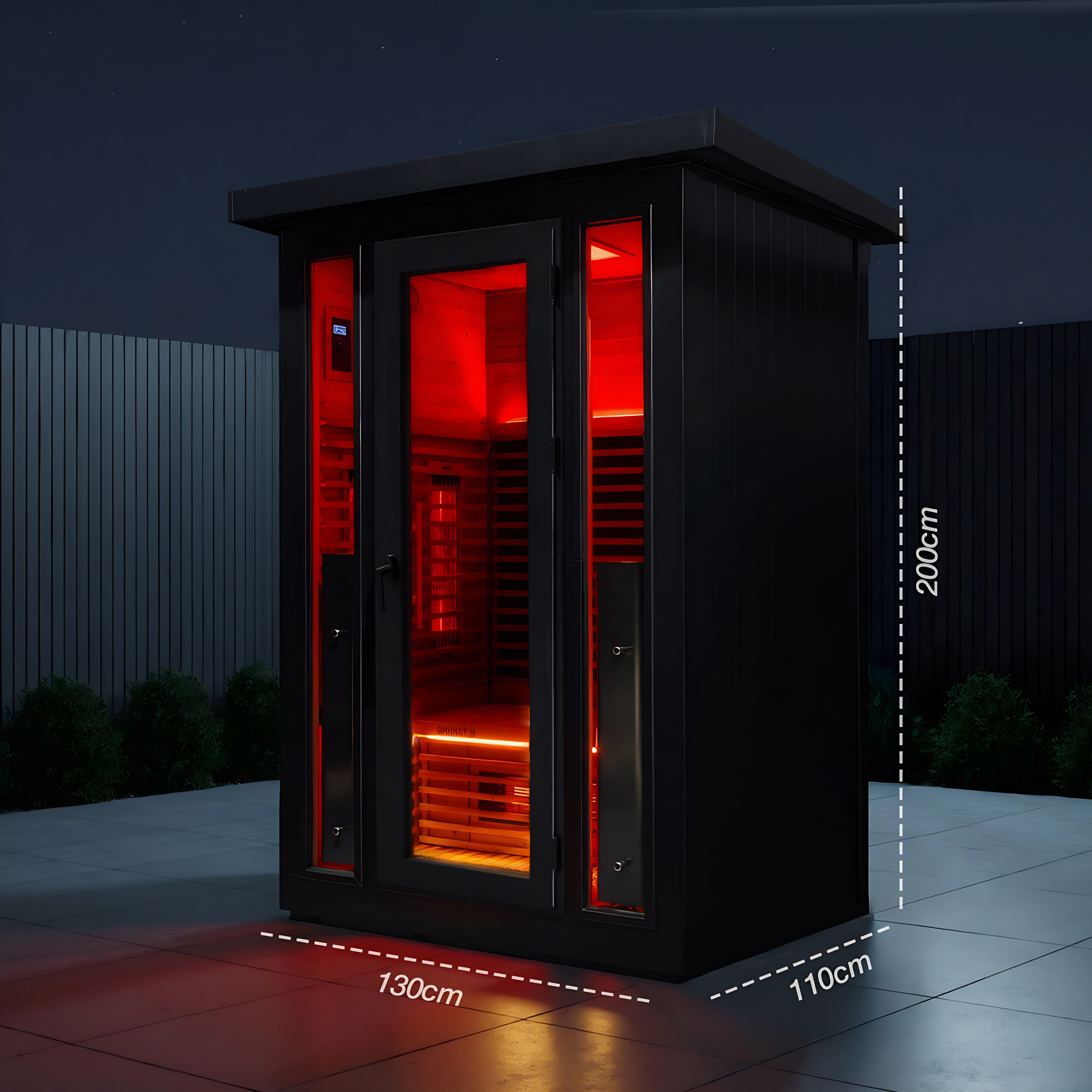 Polar Recovery Eclipse 2 person outdoor infrared sauna, dimensions 200 x 130 x 110cm