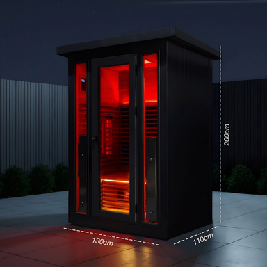 Polar Recovery Eclipse 2 person outdoor infrared sauna, dimensions 200 x 130 x 110cm