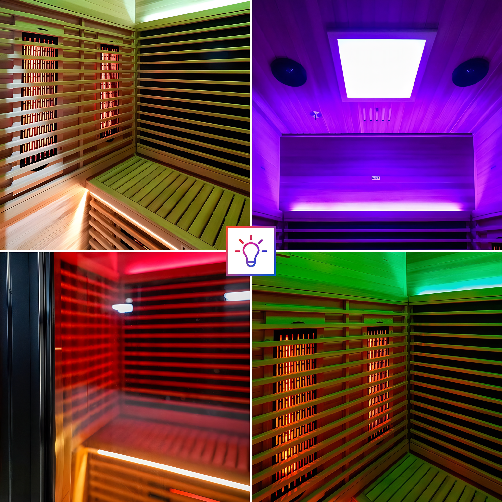 Polar Recovery Eclipse 2 person outdoor infrared sauna, interior chromotherapy colours