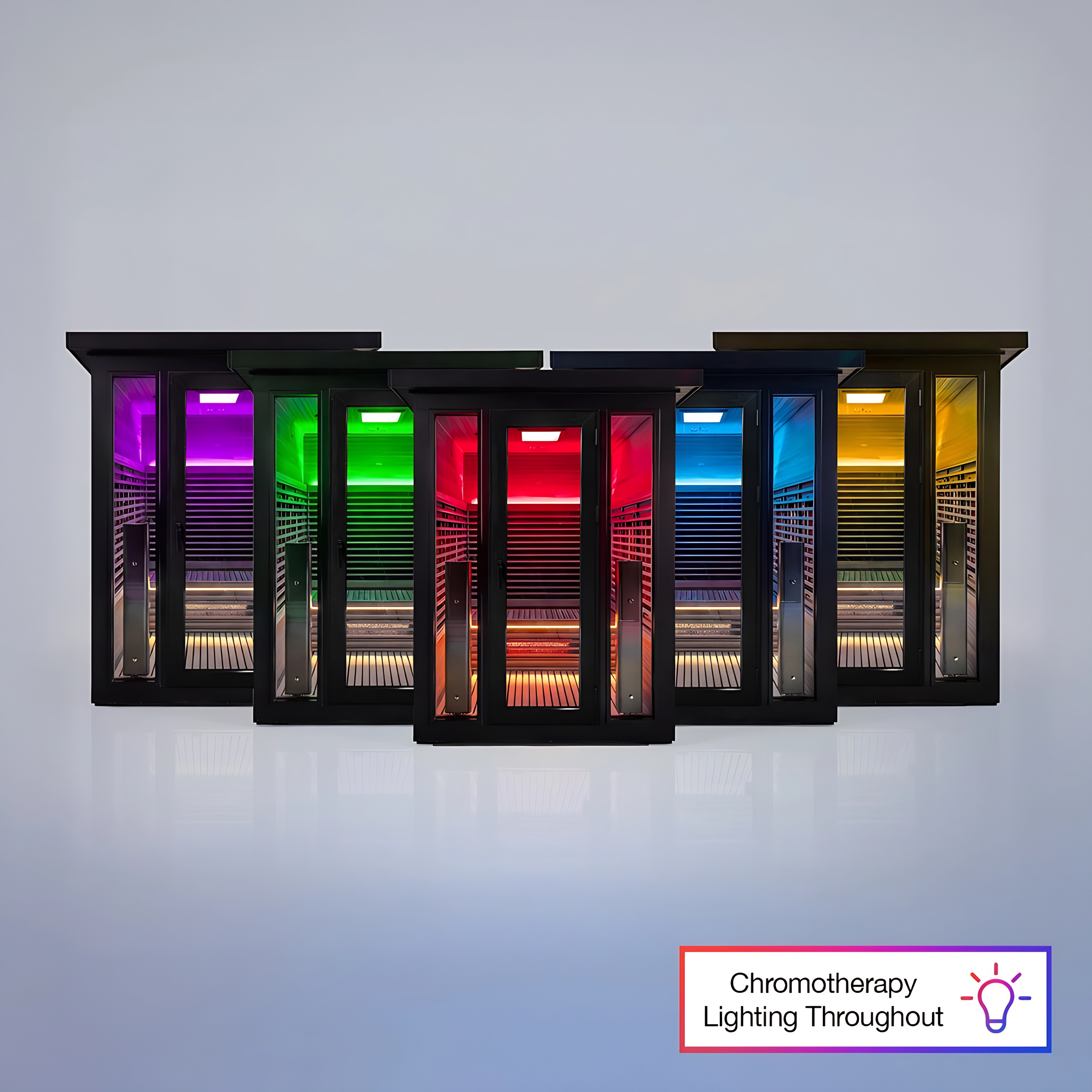 Polar Recovery Eclipse 3 person outdoor infrared sauna, chromotherapy lighting colour options