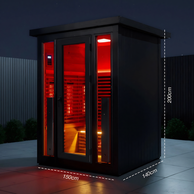 Polar Recovery Eclipse 3 person outdoor infrared sauna, dimensions 200 x 150 x 140cm