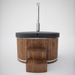 Polar Recovery Ember wood fired hot tub with cover and steps, front view