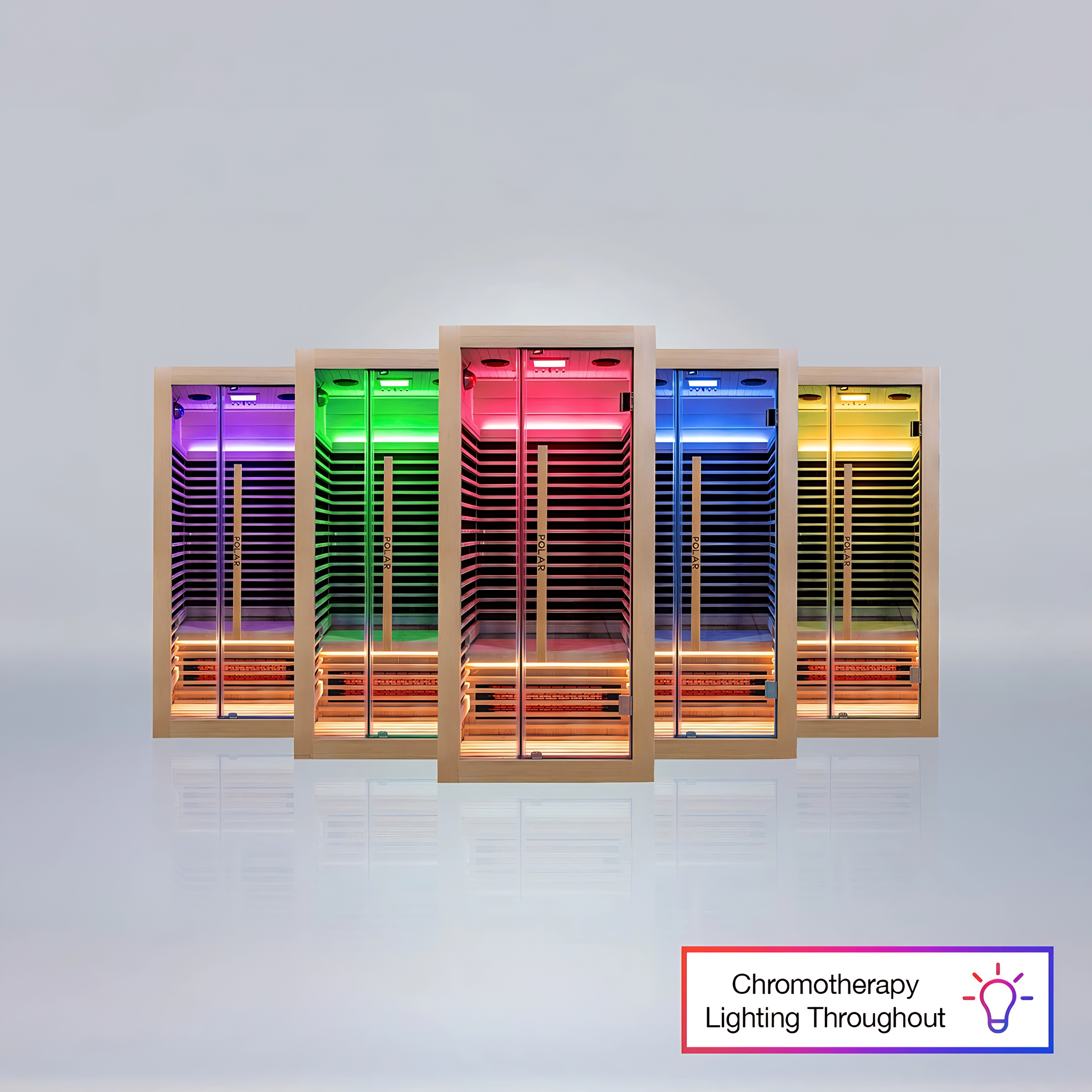 Polar Recovery Nova 1 person infrared sauna, chromotherapy lighting colour options