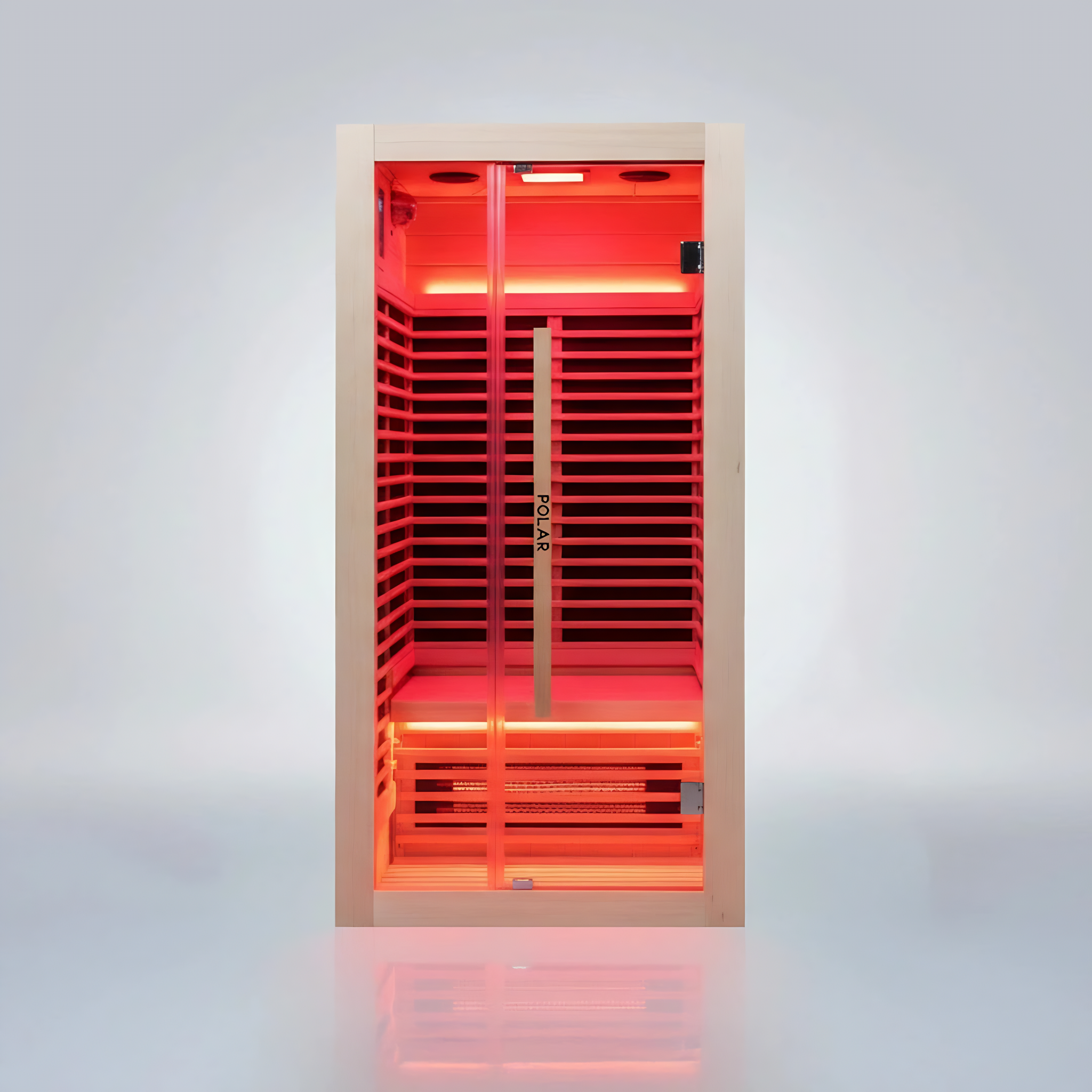 Polar Recovery Nova 1 person infrared sauna, front view on a white background