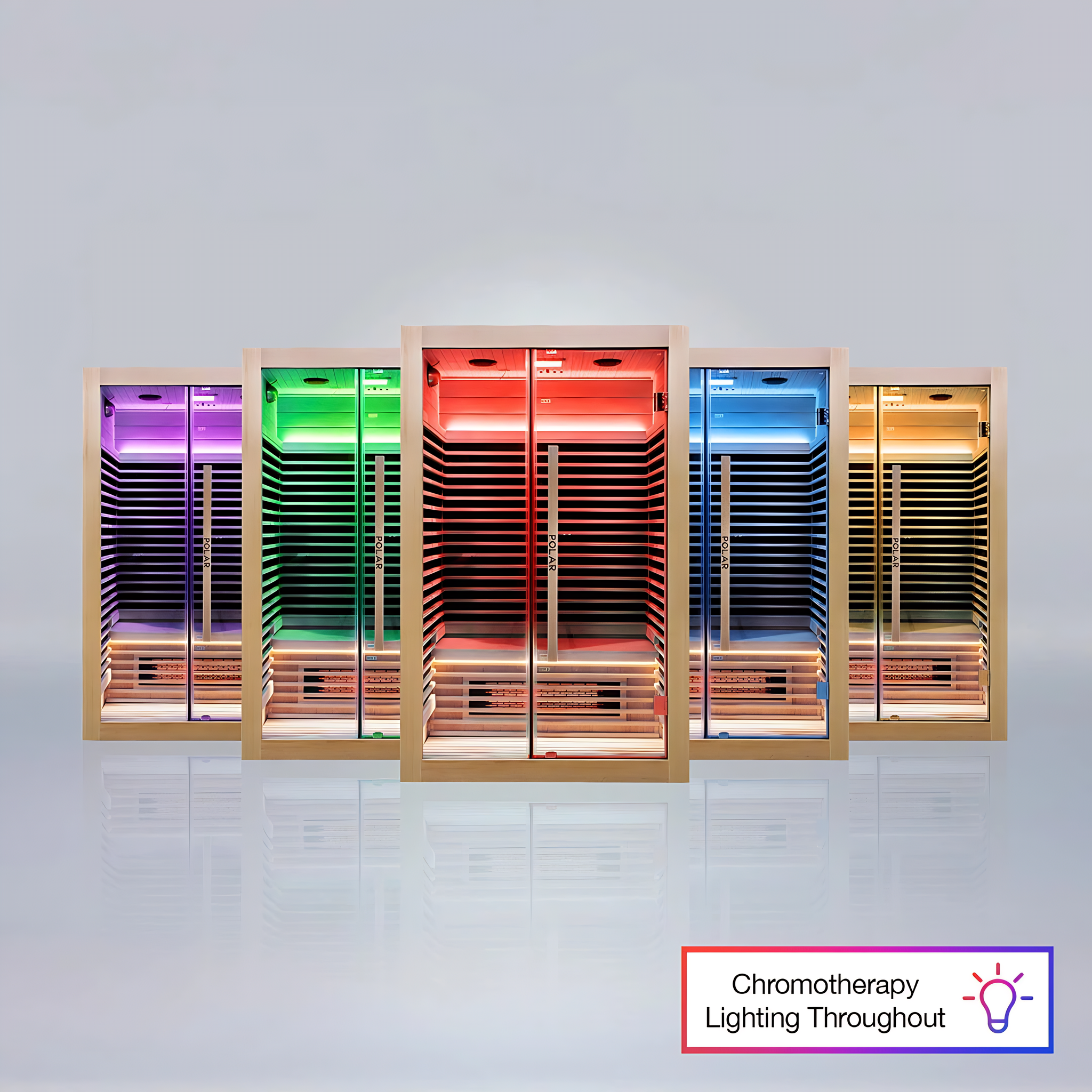 Polar Recovery Nova 2 person infrared sauna, chromotherapy lighting colour options