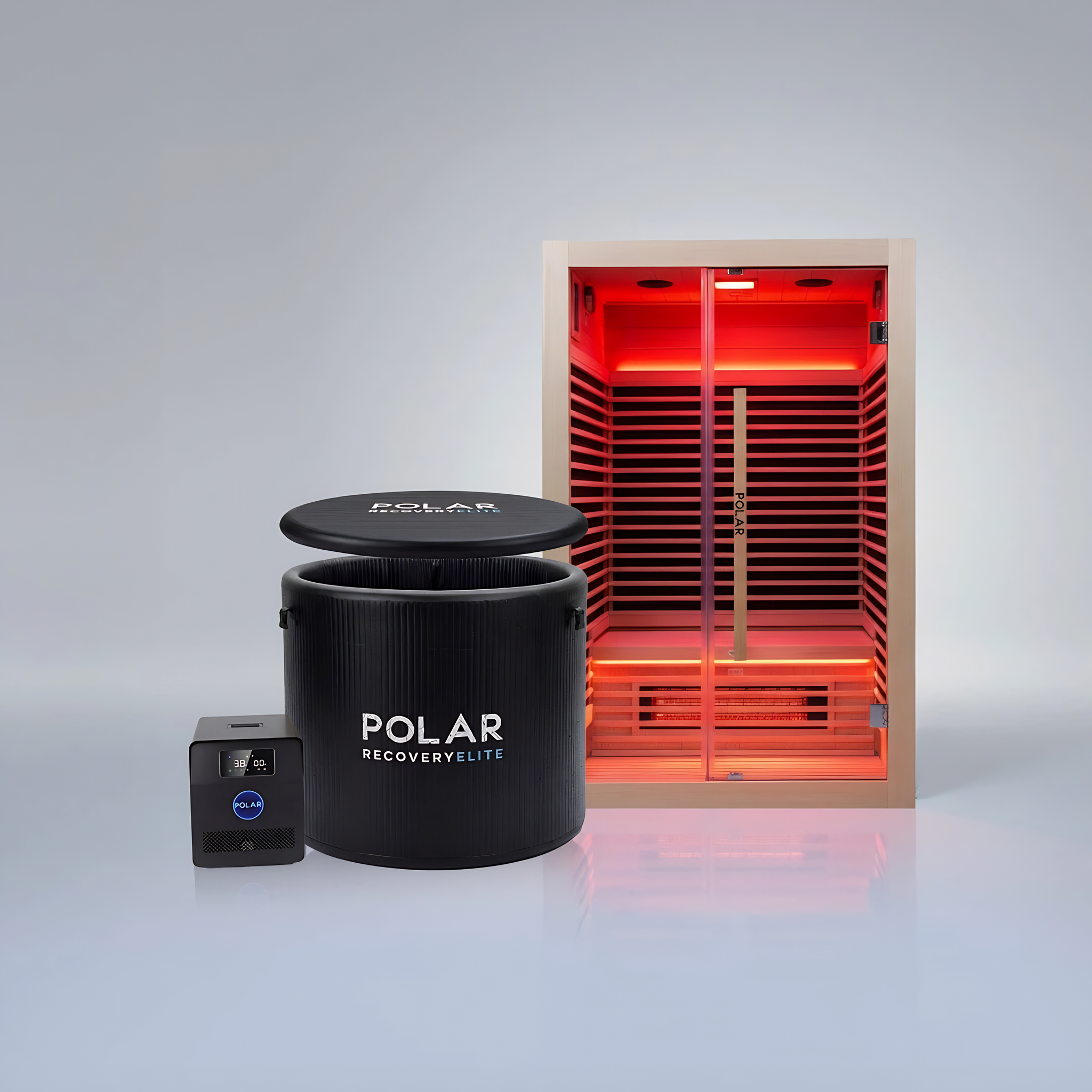 Polar Recovery Nova 2 person infrared sauna with Elite ice bath and chiller
