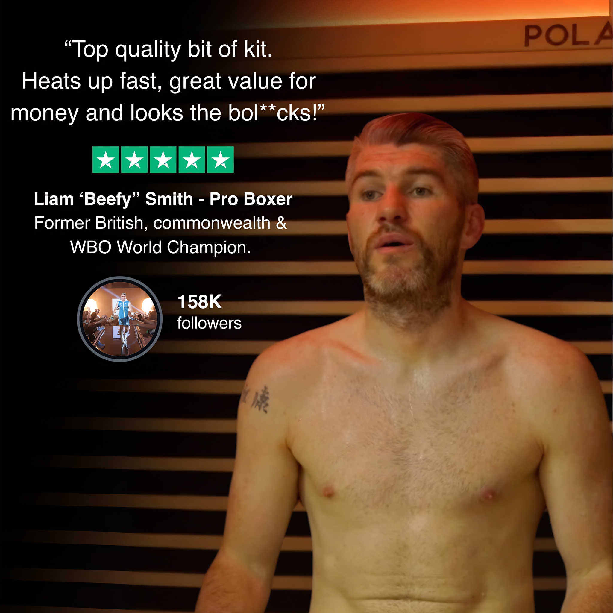 Polar Recovery Nova 4 person infrared sauna, Pro boxer Liam Smith testimonial