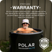 Polar Recovery Elite portable ice bath, warranty graphic with man bathing