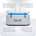 Polar Recovery Pro inflatable ice bath in grey, features diagram