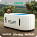 Polar Recovery Pro inflatable ice bath in grey, Trustpilot and press logos with man