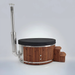 Polar Recovery Royal round wood fired hot tub with cover and chimney, side view