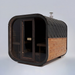 Polar Recovery Sauna Cube 6-8 person outdoor sauna with glass front and wood burner flue on a white background