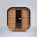 Polar Recovery Sauna Cube 6-8 person outdoor sauna with wood front on a white background