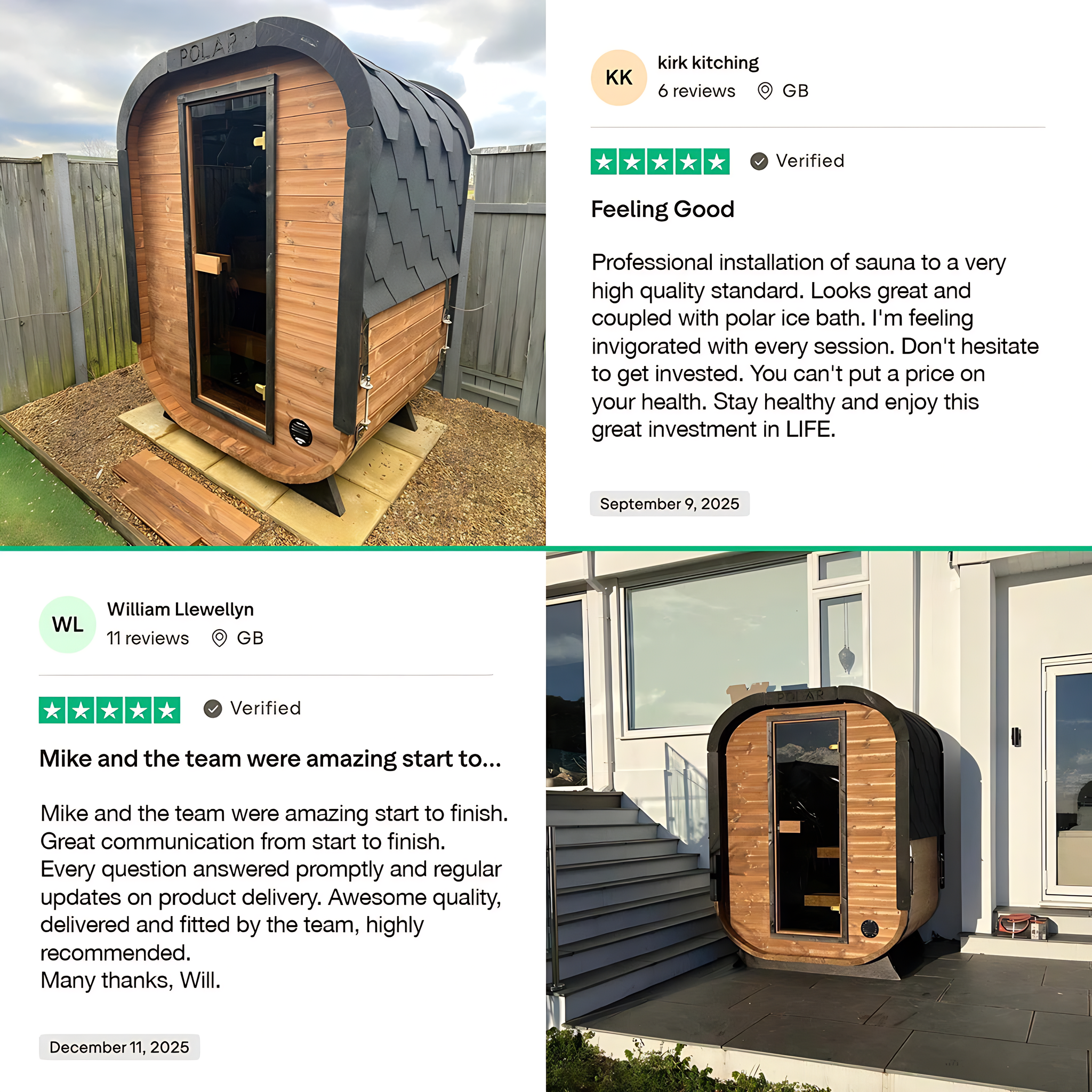 Polar Recovery Sauna Cube Mini 2 person outdoor sauna, Trustpilot customer reviews