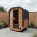 Polar Recovery Sauna Cube Mini 2 person outdoor sauna, wood front on garden patio