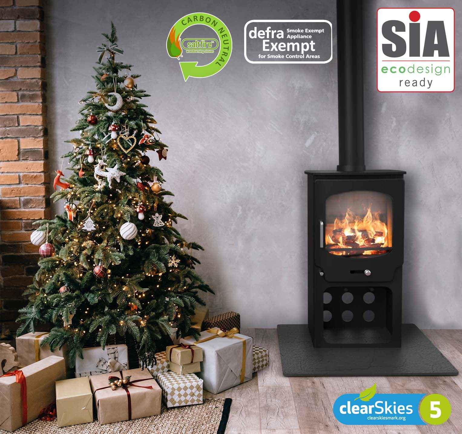 Saltfire ST-X5 Tall 5kW Wood Burning And Multi Fuel Stove Saltfire