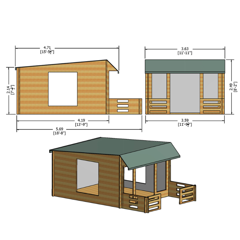 Shire Wykenham Log Cabin - 12 x 14